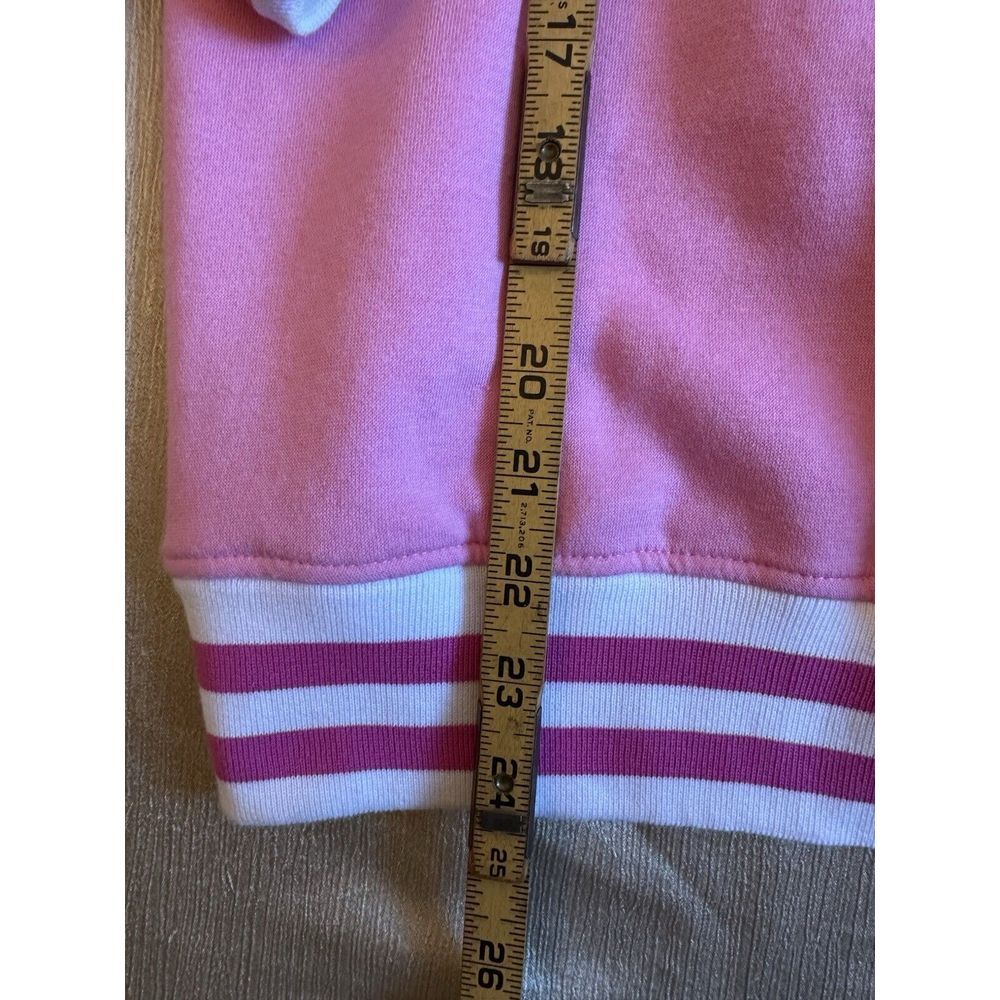 NEW Barbie Pink Stripe Pullover Sweatshirt 1/4 Zip Women's Medium Embroidered - Picture 6 of 9
